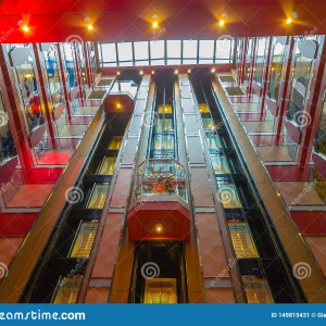 lifts-inside-costa-deliziosa-cruise-ship-venezia-italy-october-red-149815431